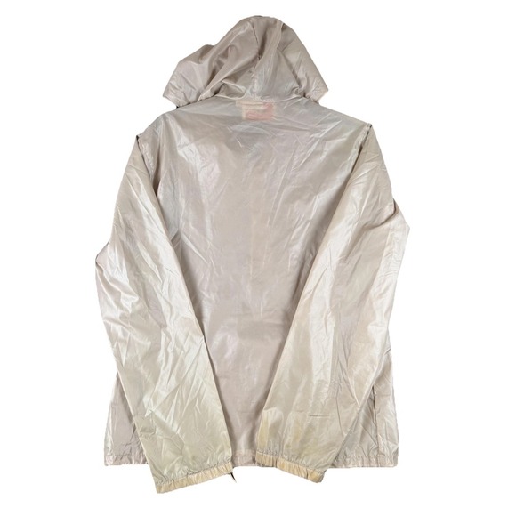 Vintage Lacoste Jacket Mens Medium Beige Hooded 1/4 Zip Windbreaker Pullover - Picture 2 of 6